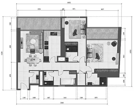 Floor plan, 2 Beds, 1,615 sq ft