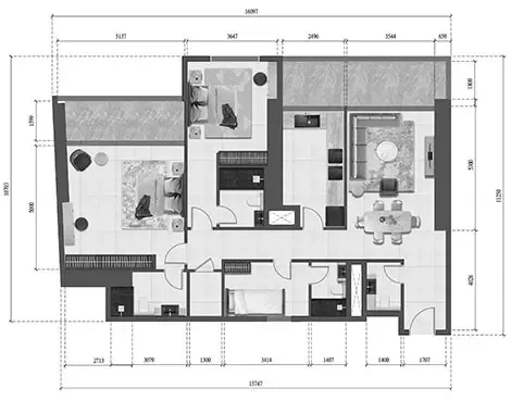 Floor plan, 2 Beds, 1,616 sq ft