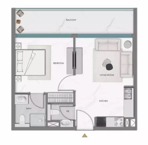 Floor plan, 1 Bed, 659 sq ft
