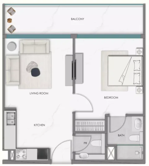 Floor plan, 1 Bed, 0 sq ft