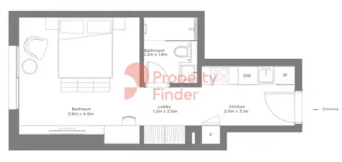 Floor plan, Studio, 376 sq ft