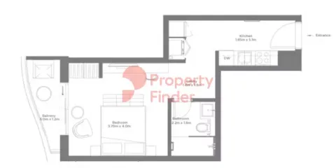 Floor plan, Studio, 419 sq ft