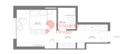 Floor plan, Studio, 365 sq ft