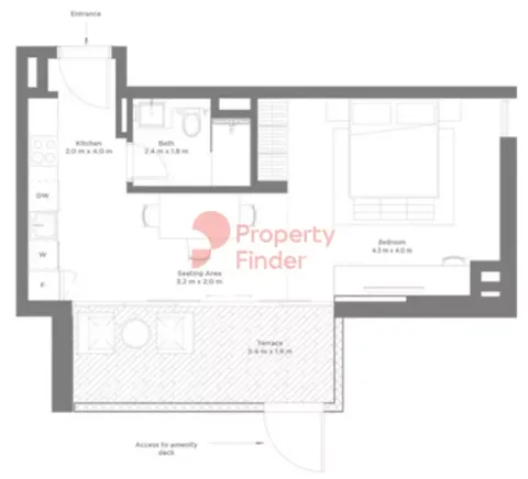 Floor plan, Studio, 602 sq ft
