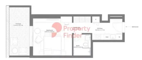Floor plan, Studio, 516 sq ft