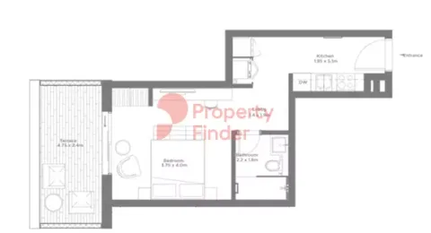 Floor plan, Studio, 505 sq ft