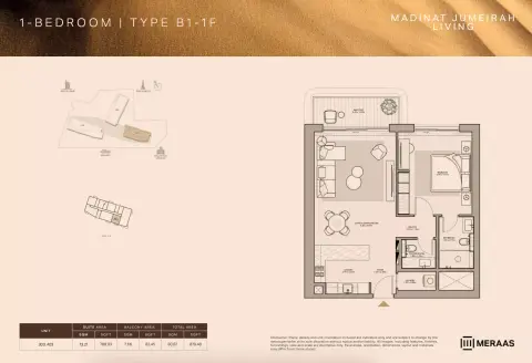Floor plan, 1 Bed, 870 sq ft