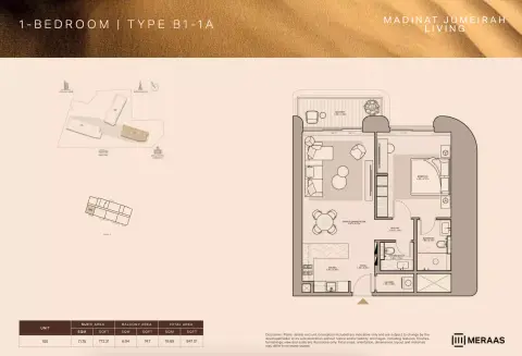 Floor plan, 1 Bed, 847 sq ft