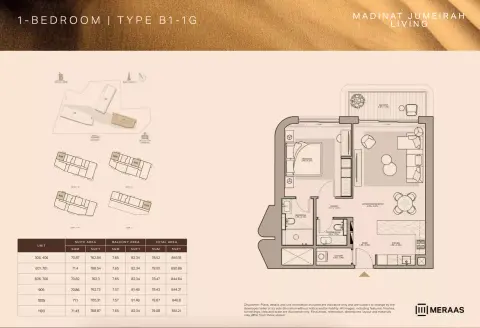 Floor plan, 1 Bed, 844 sq ft