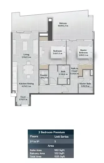 Floor plan, 2 Beds, 1,325 sq ft