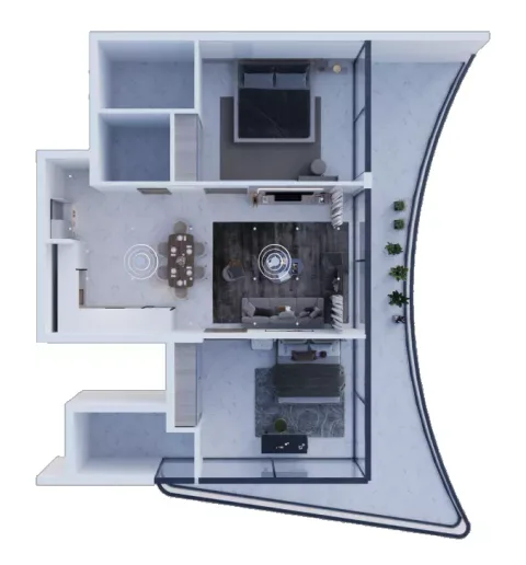 Floor plan, 2 Beds, 1,384 sq ft