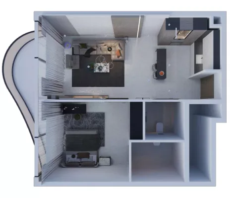 Floor plan, 1 Bed, 712 sq ft