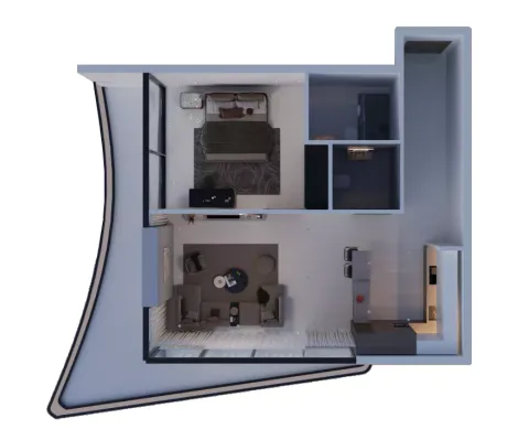 Floor plan, 1 Bed, 1,103 sq ft