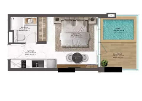 Floor plan, Studio, 372 sq ft