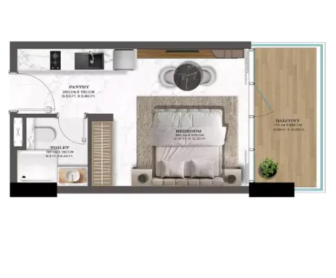 Floor plan, Studio, 371 sq ft