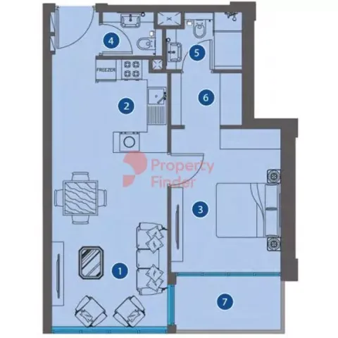 Floor plan, 1 Bed, 674 sq ft