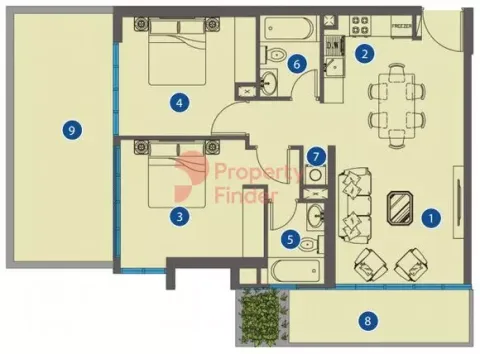 Floor plan, 2 Beds, 1,112 sq ft