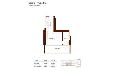 Floor plan, Studio, 504 sq ft