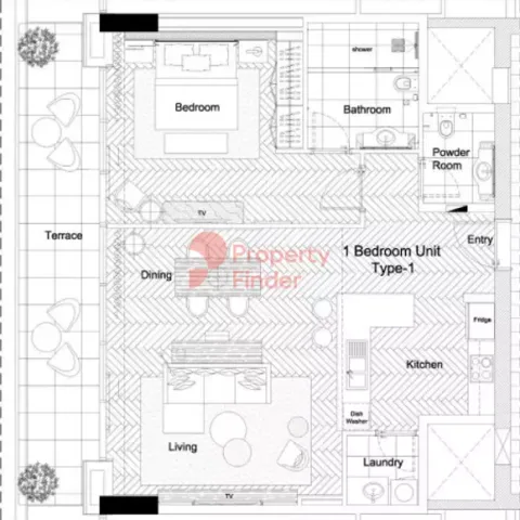 Floor plan, 1 Bed, 1,152 sq ft