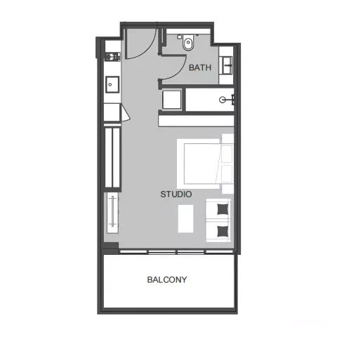 Floor plan, Studio, 438 sq ft