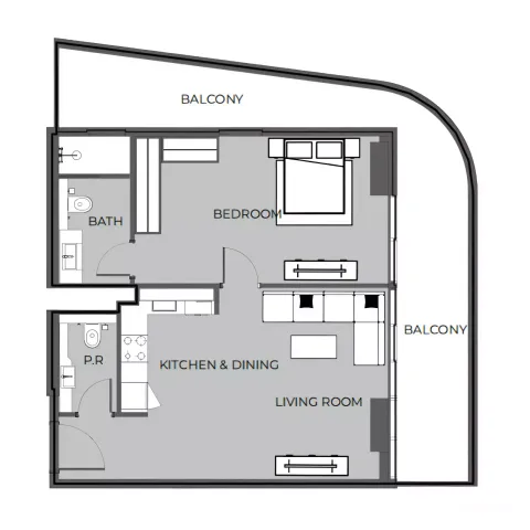 Floor plan, 1 Bed, 0 sq ft