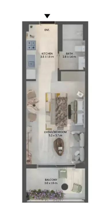 Floor plan, Studio, 472 sq ft