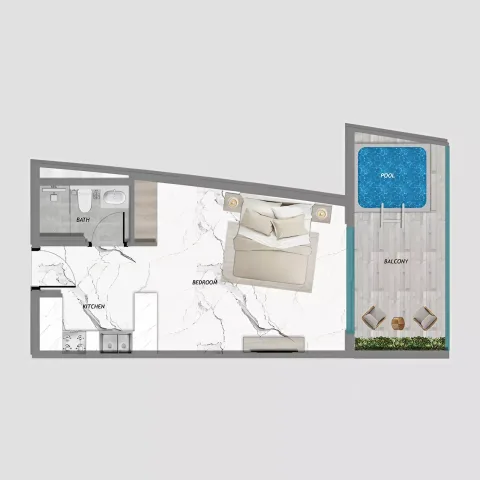 Floor plan, Studio, 383 sq ft