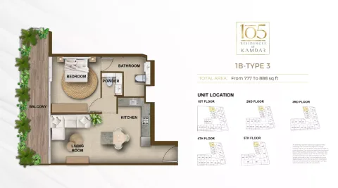 Floor plan, 1 Bed, 777 sq ft