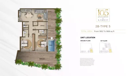 Floor plan, 2 Beds, 1,852 sq ft