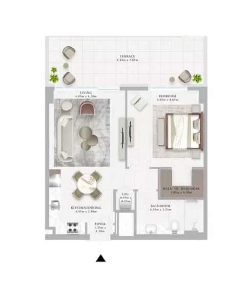 Floor plan, 1 Bed, 966 sq ft