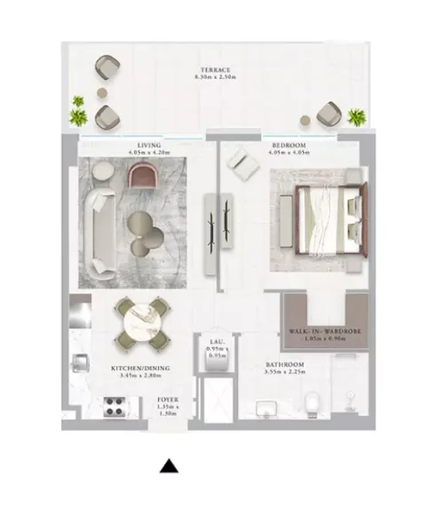 Floor plan, 1 Bed, 967 sq ft