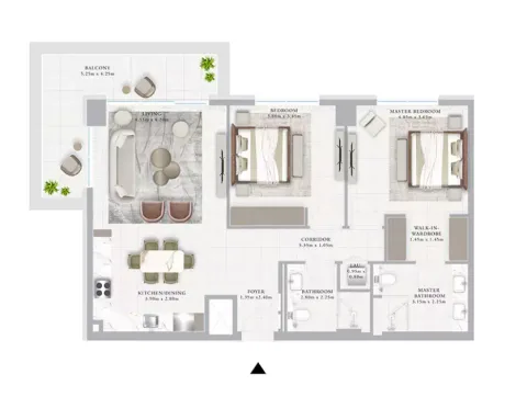 Floor plan, 2 Beds, 1,279 sq ft