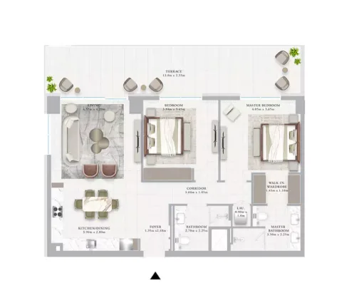 Floor plan, 2 Beds, 1,461 sq ft