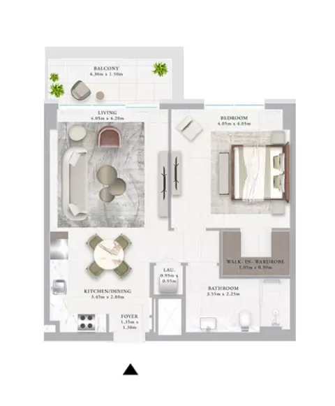 Floor plan, 1 Bed, 788 sq ft