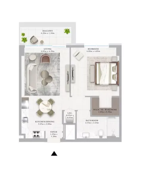 Floor plan, 1 Bed, 788 sq ft