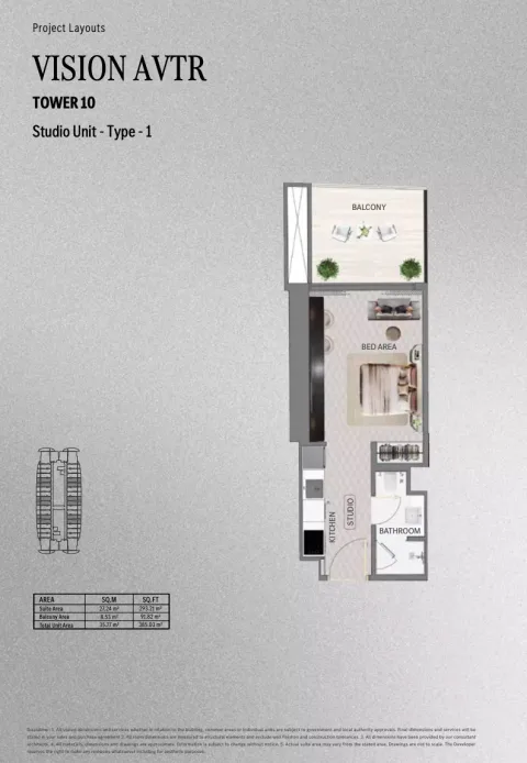 Floor plan, Studio, 385 sq ft