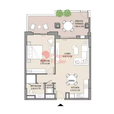 Floor plan, 1 Bed, 965 sq ft