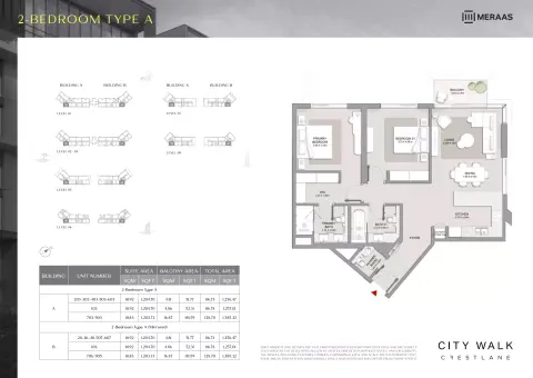 Floor plan, 2 Beds, 1,256 sq ft