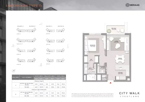 Floor plan, 1 Bed, 792 sq ft