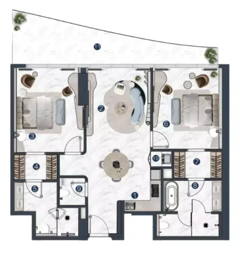 Floor plan, 2 Beds, 1,165 sq ft
