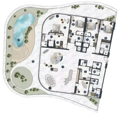Floor plan, 4 Beds, 6,990 sq ft