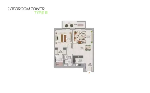 Floor plan, 1 Bed, 0 sq ft