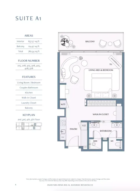 Floor plan, Studio, 782 sq ft