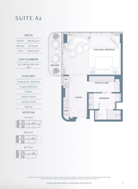 Floor plan, Studio, 768 sq ft