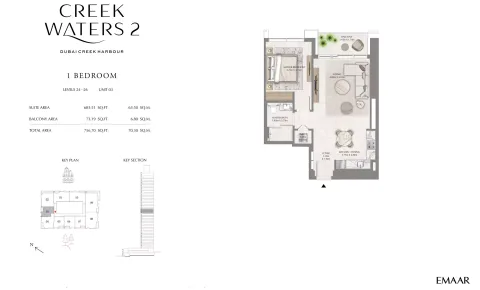 Floor plan, 1 Bed, 756 sq ft