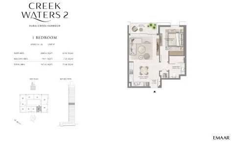 Floor plan, 1 Bed, 767 sq ft