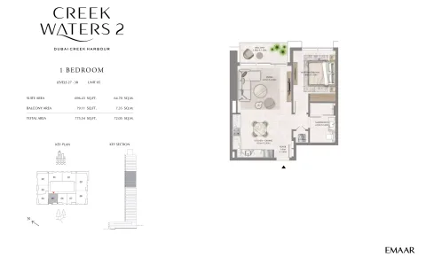 Floor plan, 1 Bed, 775 sq ft
