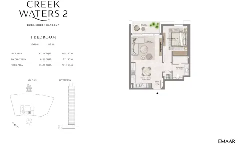 Floor plan, 1 Bed, 754 sq ft