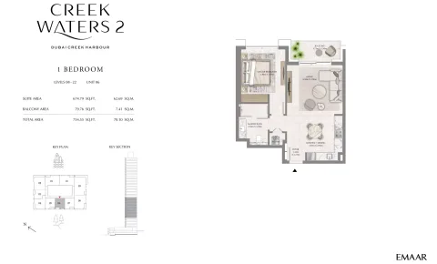 Floor plan, 1 Bed, 754 sq ft