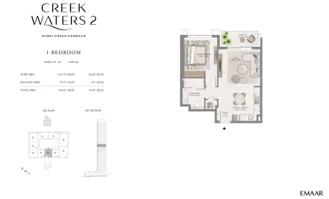 Floor plan, 1 Bed, 754 sq ft